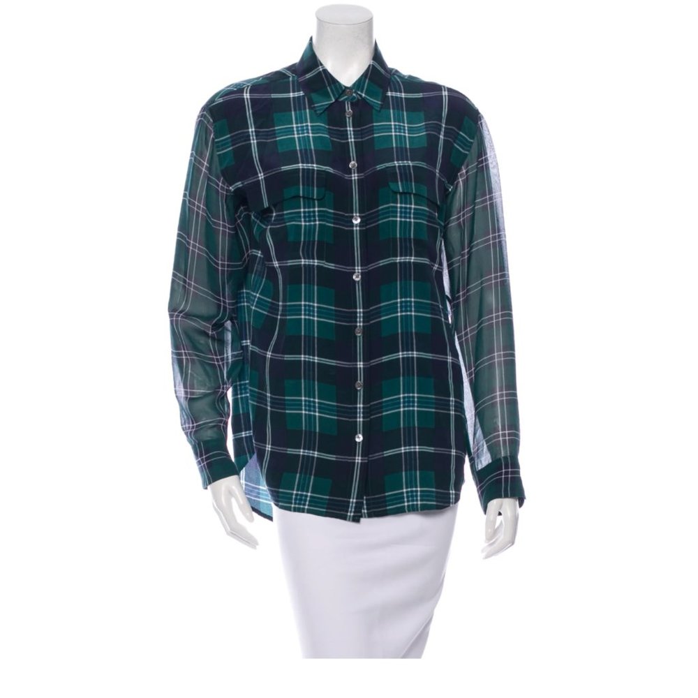 Equipment Silk Plaid Long Sleeve Shirt